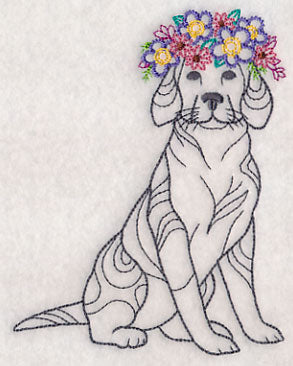 Dog with Floral Crown (Vintage)