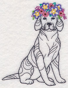 Dog with Floral Crown (Vintage)