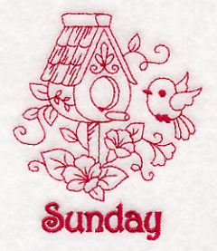 Sunday Birdhouse (Redwork)