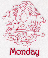 Monday Birdhouse (Redwork)