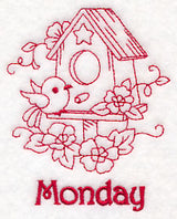 Monday Birdhouse (Redwork)