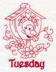 Tuesday Birdhouse (Redwork)