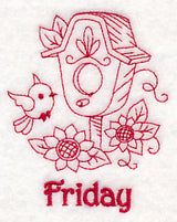 Friday Birdhouse (Redwork)