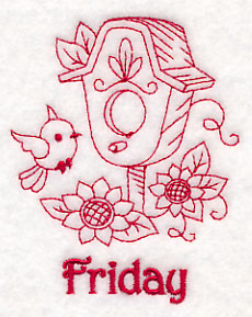 Friday Birdhouse (Redwork)