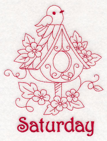 Saturday Birdhouse (Redwork)
