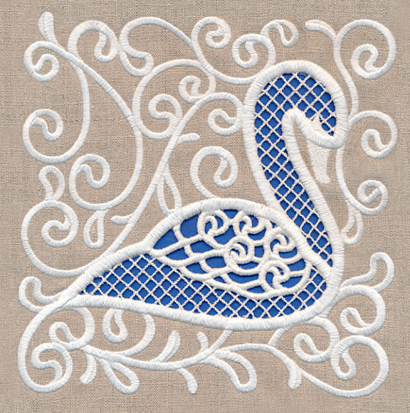 Swan Beauty Square (Cutwork)