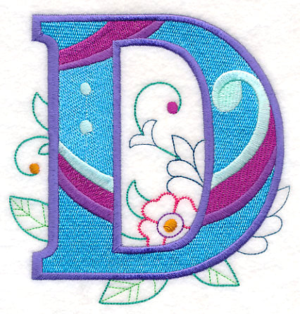 Vintage Flower Fade Letter D - 6 Inch