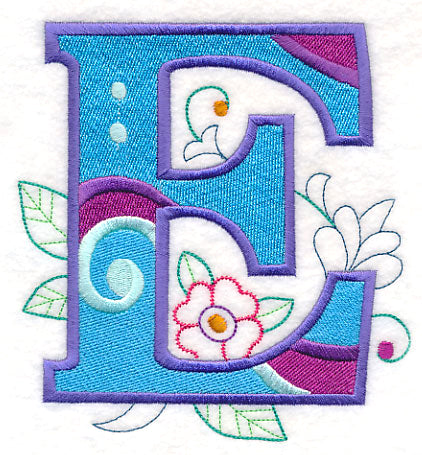 Vintage Flower Fade Letter E - 6 Inch