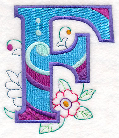 Vintage Flower Fade Letter F - 6 Inch