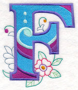 Vintage Flower Fade Letter F - 6 Inch