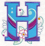 Vintage Flower Fade Letter H - 6 Inch