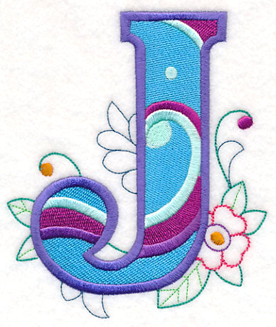 Vintage Flower Fade Letter J - 6 Inch