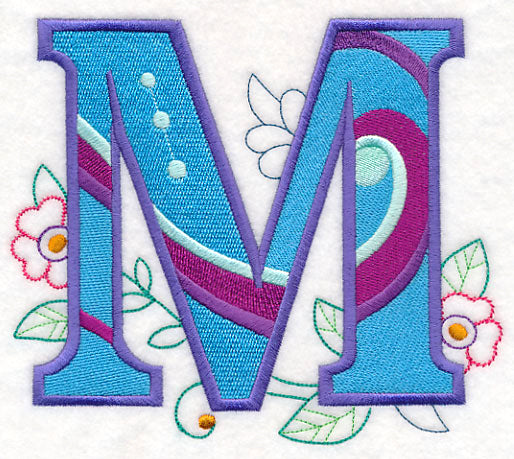 Vintage Flower Fade Letter M - 6 Inch