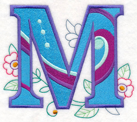 Vintage Flower Fade Letter M - 6 Inch