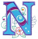 Vintage Flower Fade Letter N - 6 Inch