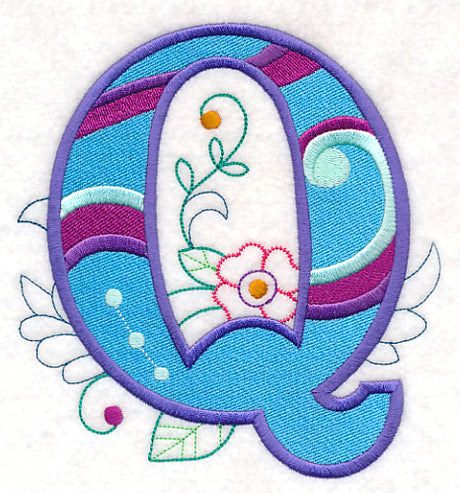 Vintage Flower Fade Letter Q - 6 Inch