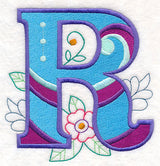 Vintage Flower Fade Letter R - 6 Inch