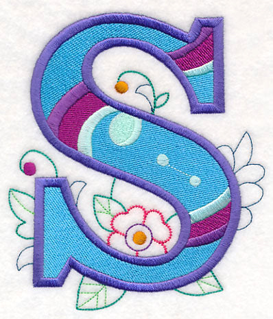 Vintage Flower Fade Letter S - 6 Inch