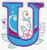 Vintage Flower Fade Letter U - 6 Inch