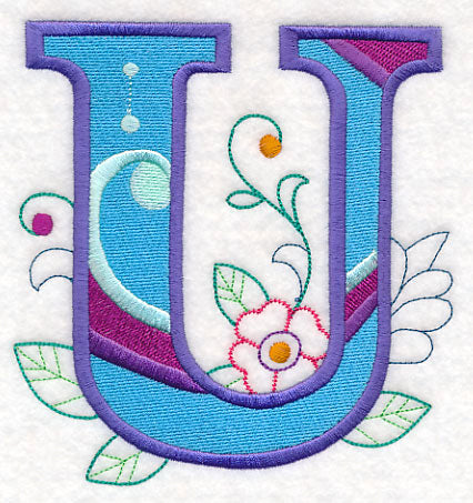 Vintage Flower Fade Letter U - 6 Inch
