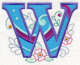 Vintage Flower Fade Letter W - 6 Inch