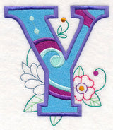 Vintage Flower Fade Letter Y - 6 Inch