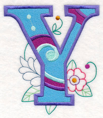 Vintage Flower Fade Letter Y - 6 Inch