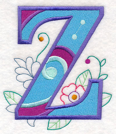 Vintage Flower Fade Letter Z - 6 Inch