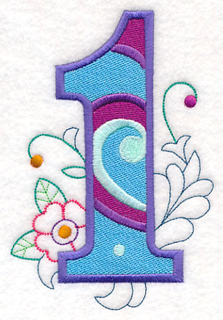 Vintage Flower Fade Number 1 - 6 Inch