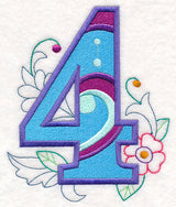 Vintage Flower Fade Number 4 - 6 Inch