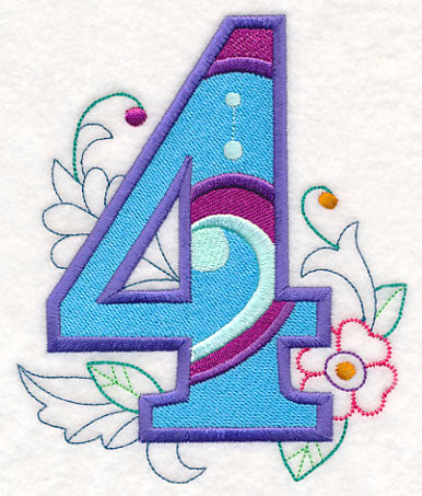 Vintage Flower Fade Number 4 - 6 Inch