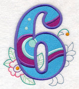 Vintage Flower Fade Number 6 - 6 Inch