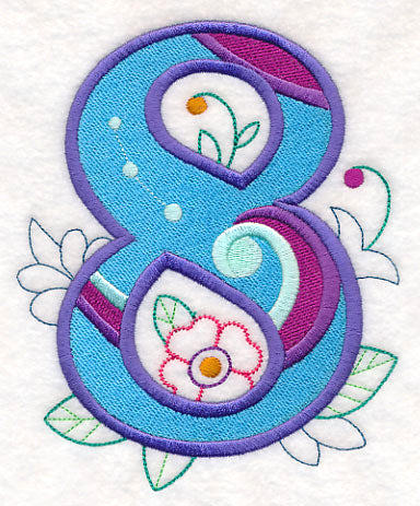 Vintage Flower Fade Number 8 - 6 Inch