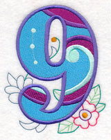 Vintage Flower Fade Number 9 - 6 Inch