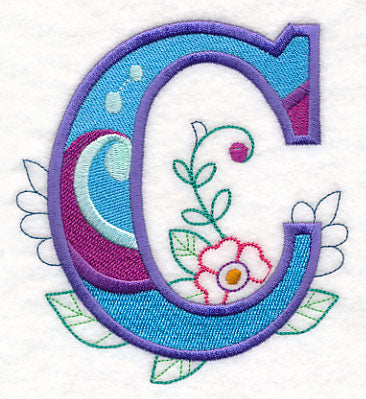 Vintage Flower Fade Letter C - 6 Inch