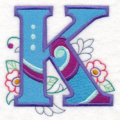 Vintage Flower Fade Letter K - 6 Inch