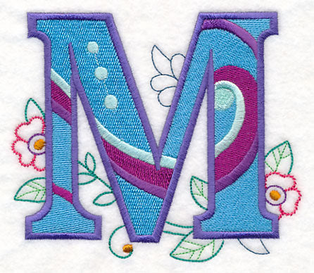 Vintage Flower Fade Letter M - 6 Inch