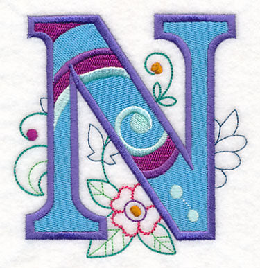 Vintage Flower Fade Letter N - 6 Inch – Embroidery Library