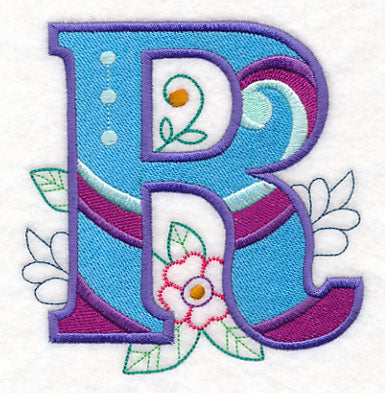 Vintage Flower Fade Letter R - 6 Inch