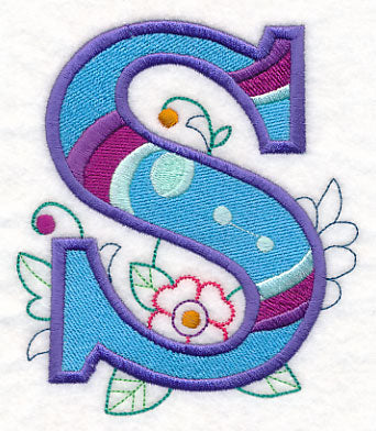 Vintage Flower Fade Letter S - 6 Inch