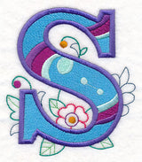 Vintage Flower Fade Letter S - 6 Inch