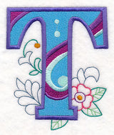 Vintage Flower Fade Letter T - 6 Inch