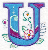 Vintage Flower Fade Letter U - 6 Inch