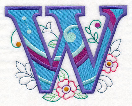 Vintage Flower Fade Letter W - 6 Inch