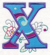 Vintage Flower Fade Letter X - 6 Inch