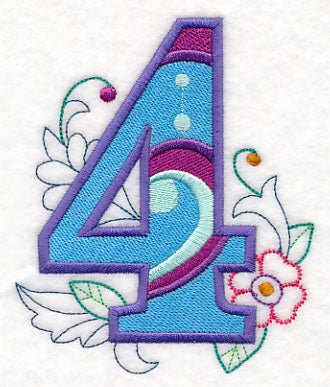 Vintage Flower Fade Number 4 - 6 Inch