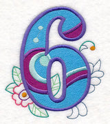 Vintage Flower Fade Number 6 - 6 Inch