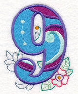 Vintage Flower Fade Number 9 - 6 Inch