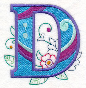 Vintage Flower Fade Letter D - 6 Inch