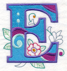 Vintage Flower Fade Letter E - 6 Inch